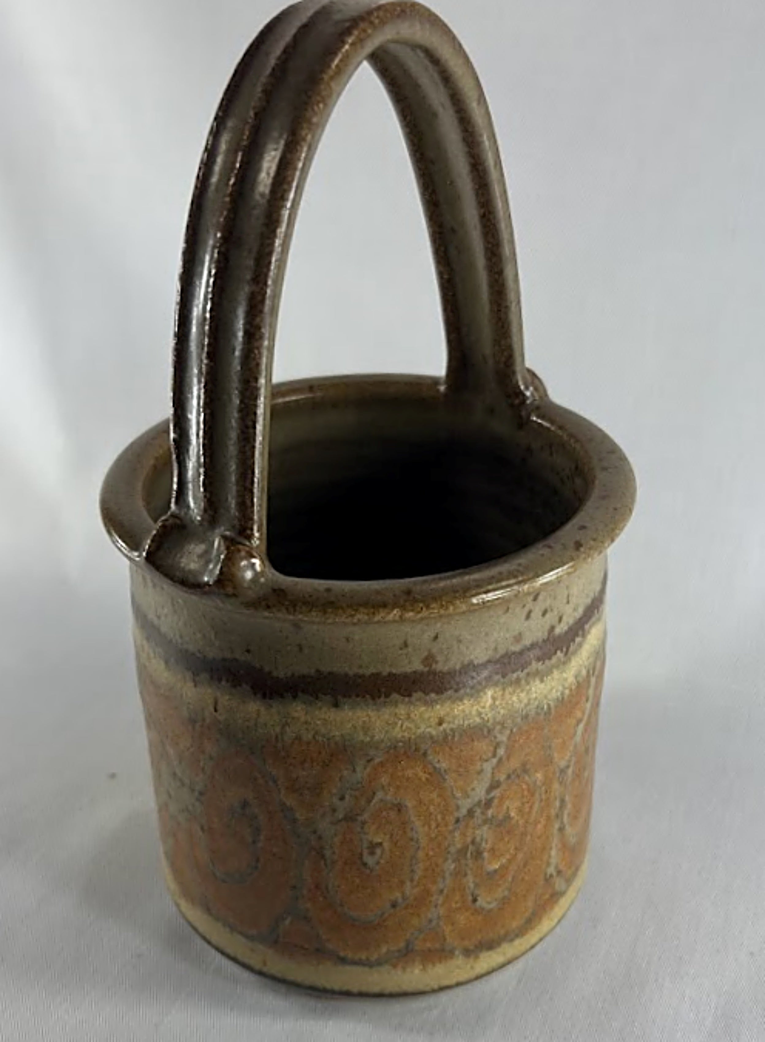 Studio Art Pottery Basket  Signed