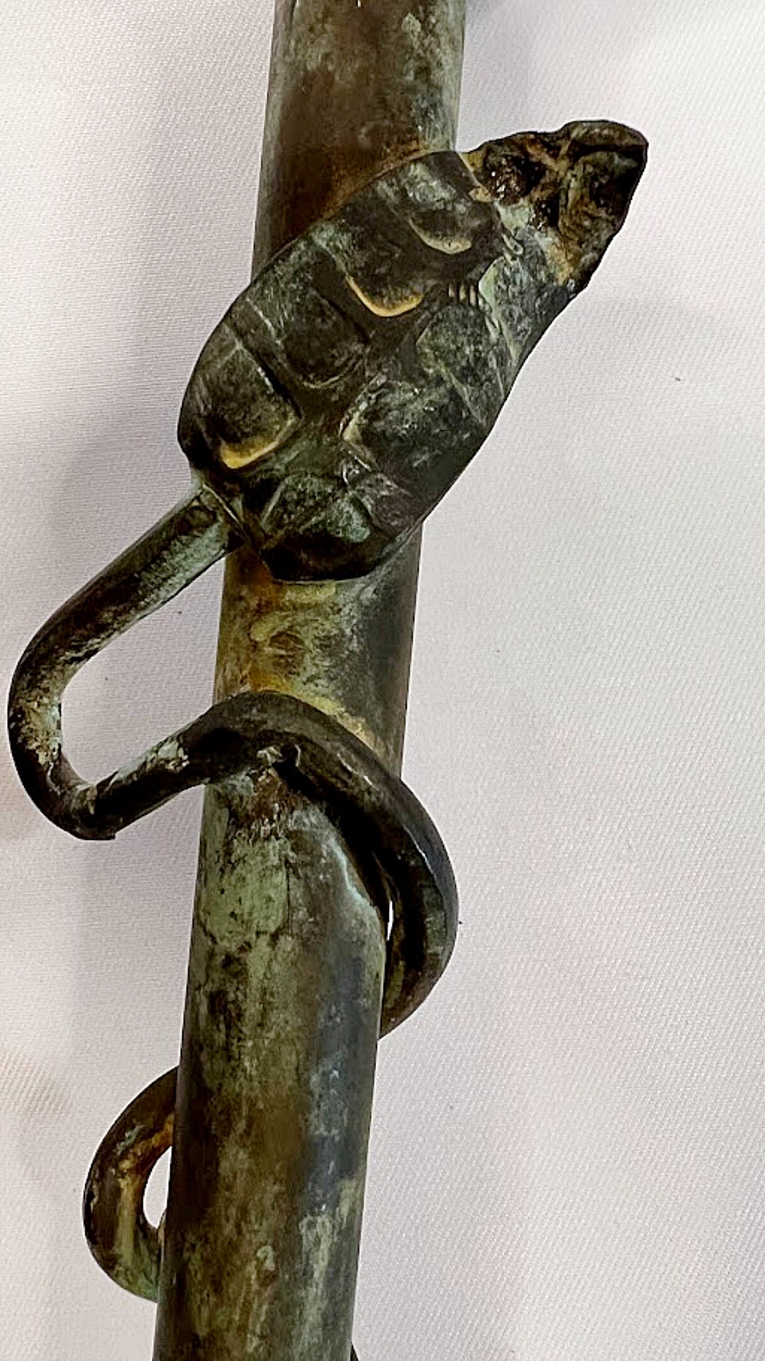 Vintage Single Tall Iron Candlestick Rusty Verdigris