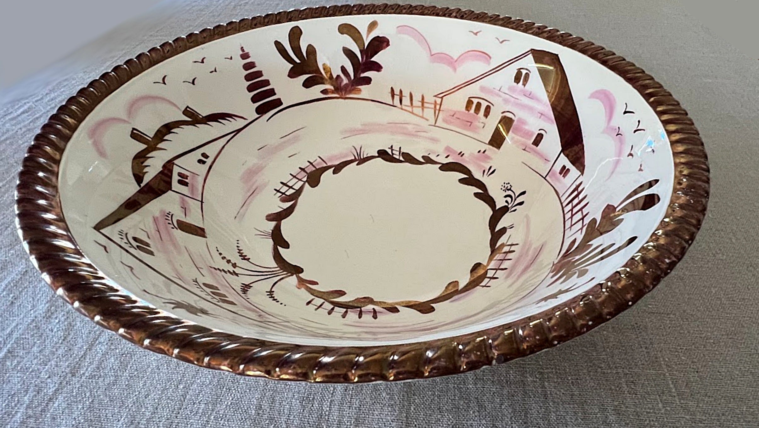 English Copper Luster Bowl by Gray's Pottery