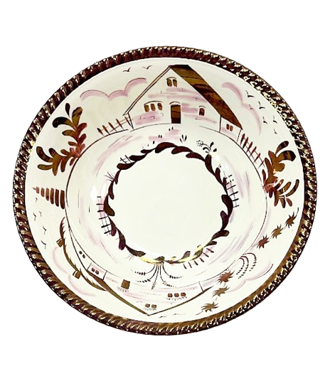 Copper Lustre Bowl GRAY'S POTTERY ENGLAND Hand Painted House Pattern