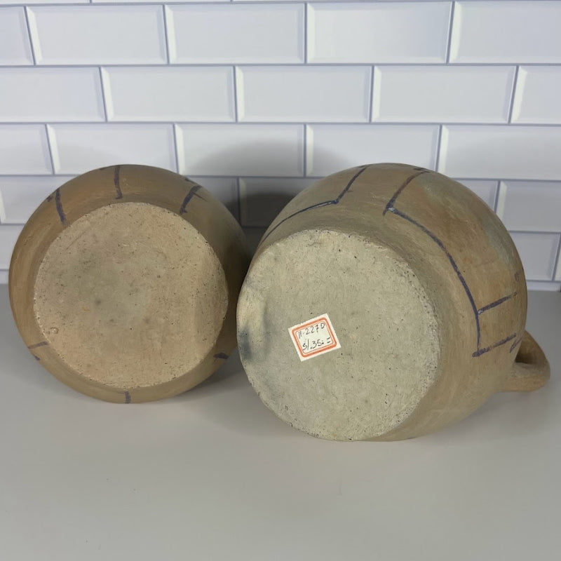 Southwestern Pottery Hand Coiled Buff Clay  Jar and Pitcher