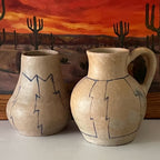 Southwestern Pottery Hand Coiled Buff Clay  Jar and Pitcher