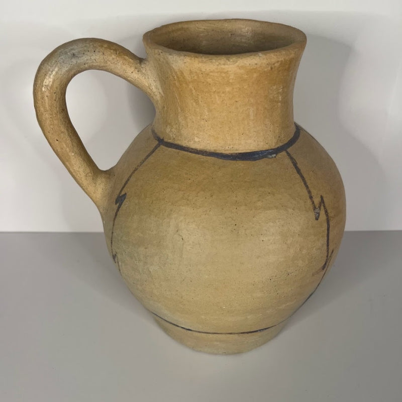 Vintage Southwest Clay Pottery Jar and Pitcher on jug handle left