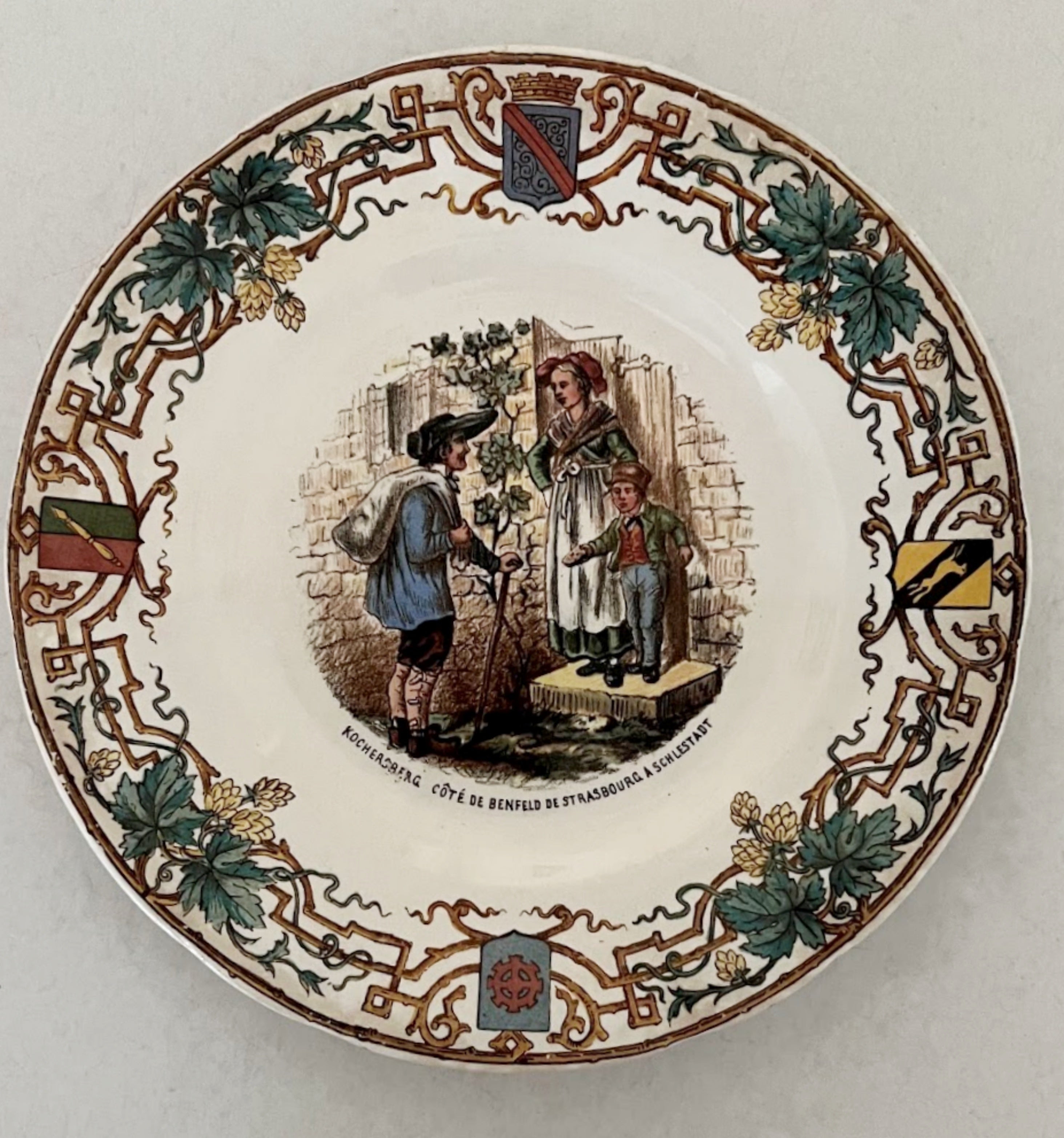Antique French Sarreguemines Utzschneider & Cie Faience Plates Set 4