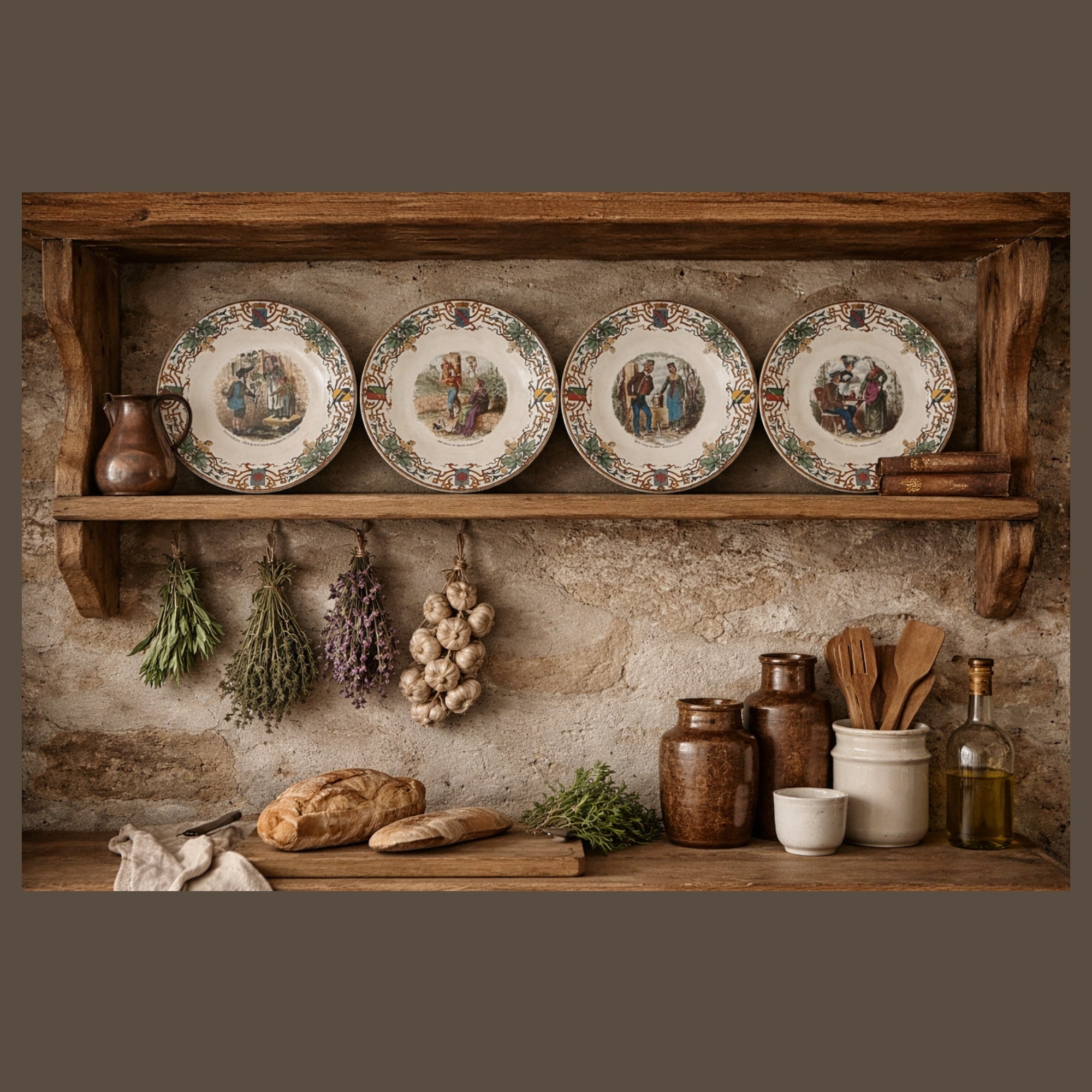 Antique French Sarreguemines Utzschneider & Cie Faience Plates Set 4