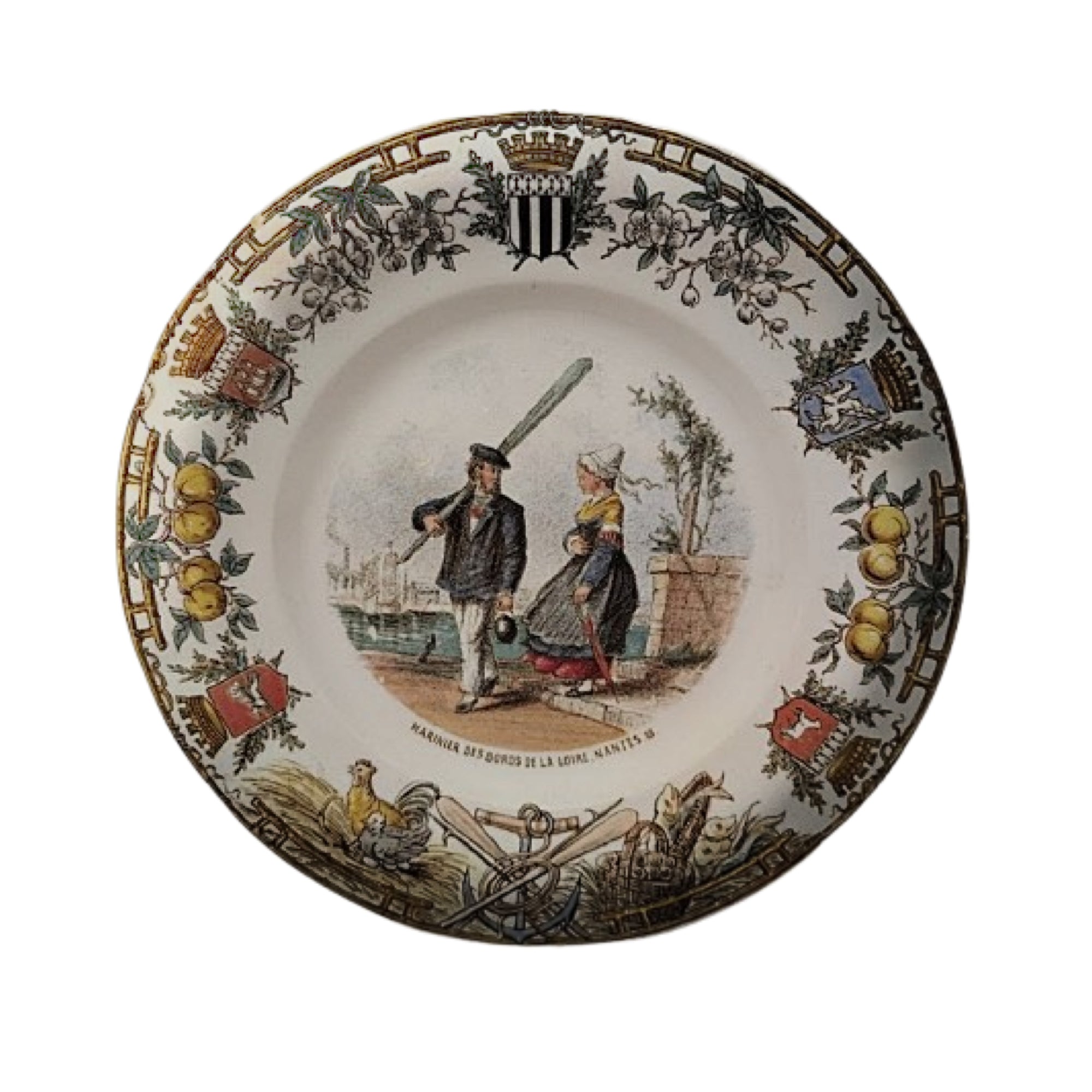 French Earthenware-Antique_FRENCH_SARREGUEMINES_PLATE_Types_Bretons_Pattern-full_front-PYH-2000_x_2000
