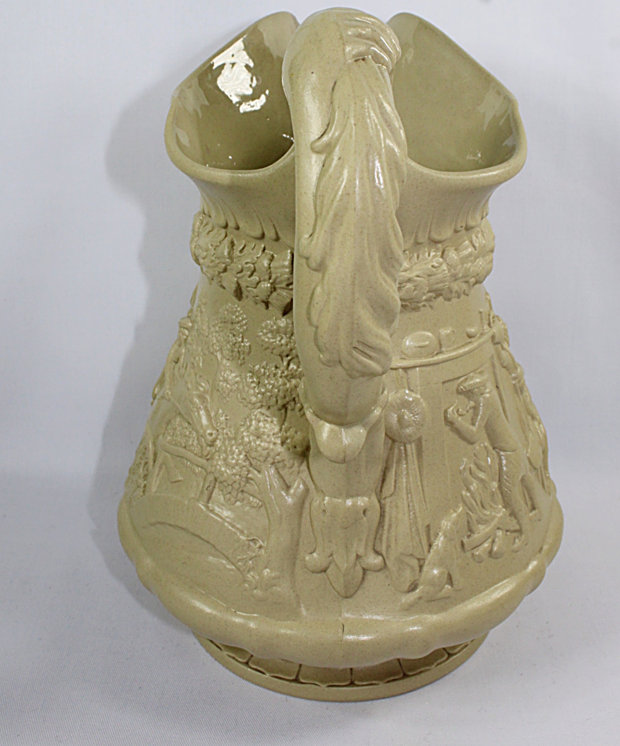ANTIQUE RIDGWAY English Drabware Jug Ten Inch 1835 Tam O'Shanter Pitcher