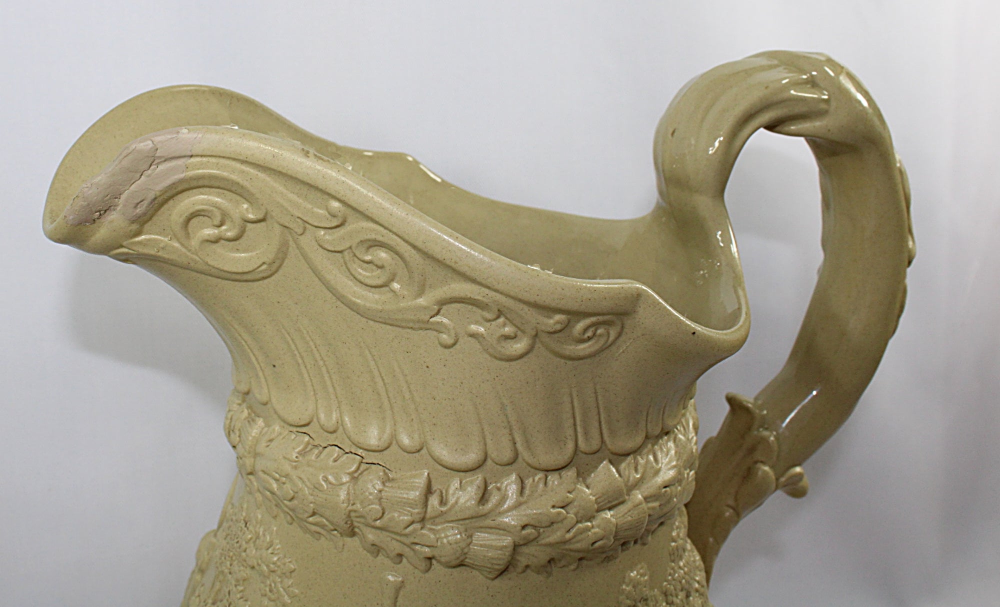 ANTIQUE RIDGWAY English Drabware Jug Ten Inch 1835 Tam O'Shanter Pitcher