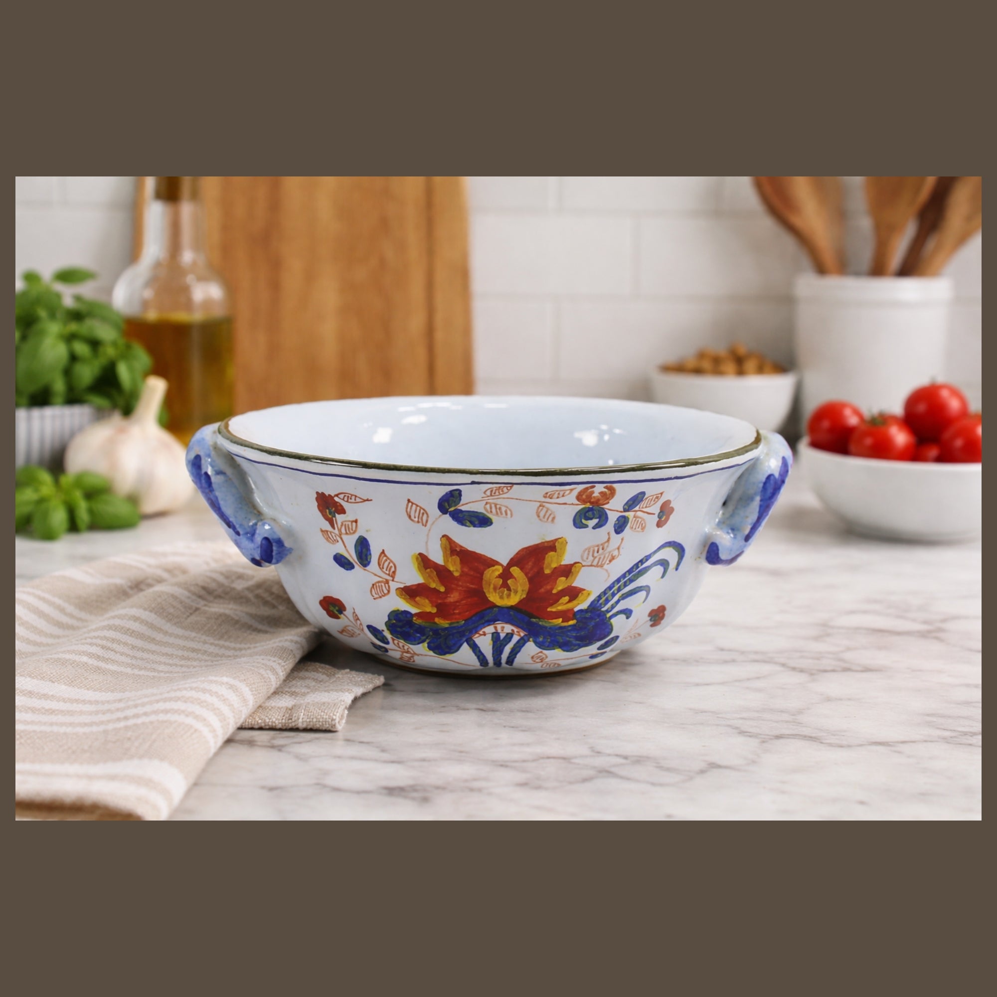 Majolica Bowl Hand Painted for Tiffany and Company