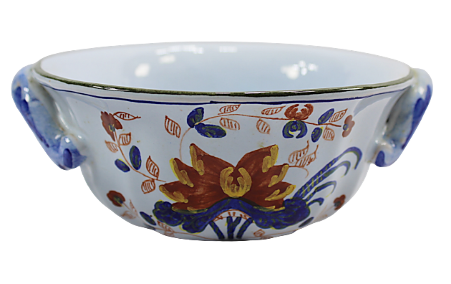  Italian Hand Painted Majolica Bowl Made for Tiffany and Company