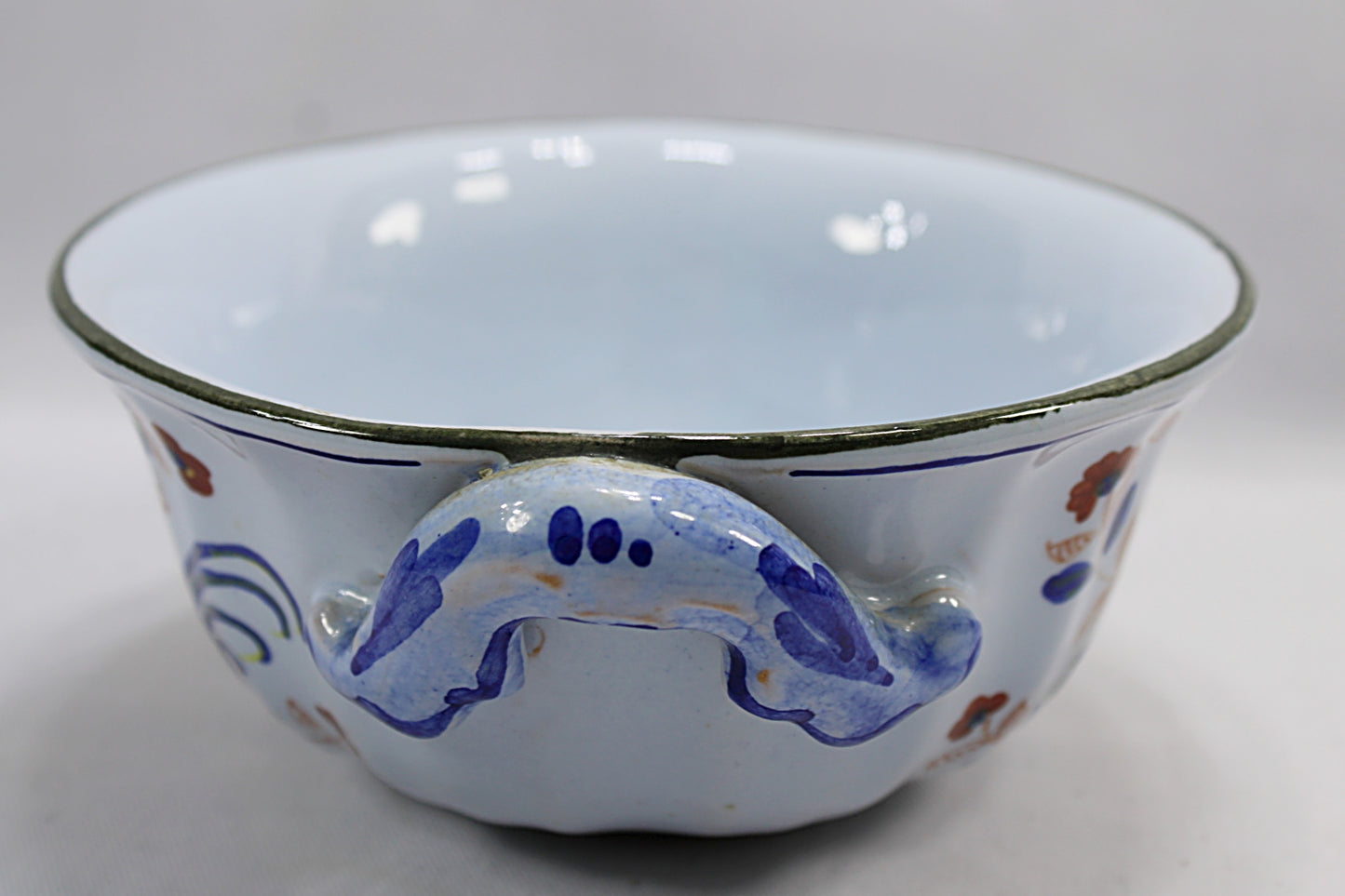 Vintage Italian Hand Painted Majolica Bowl Made for Tiffany and Company