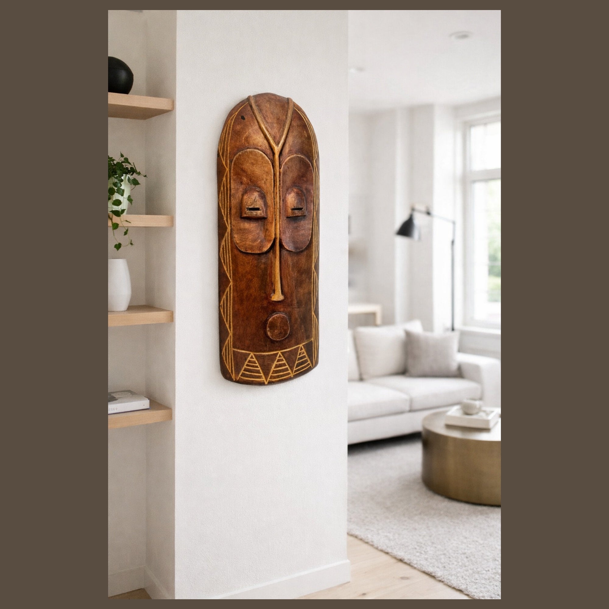 African Carved Wood Wall Mask