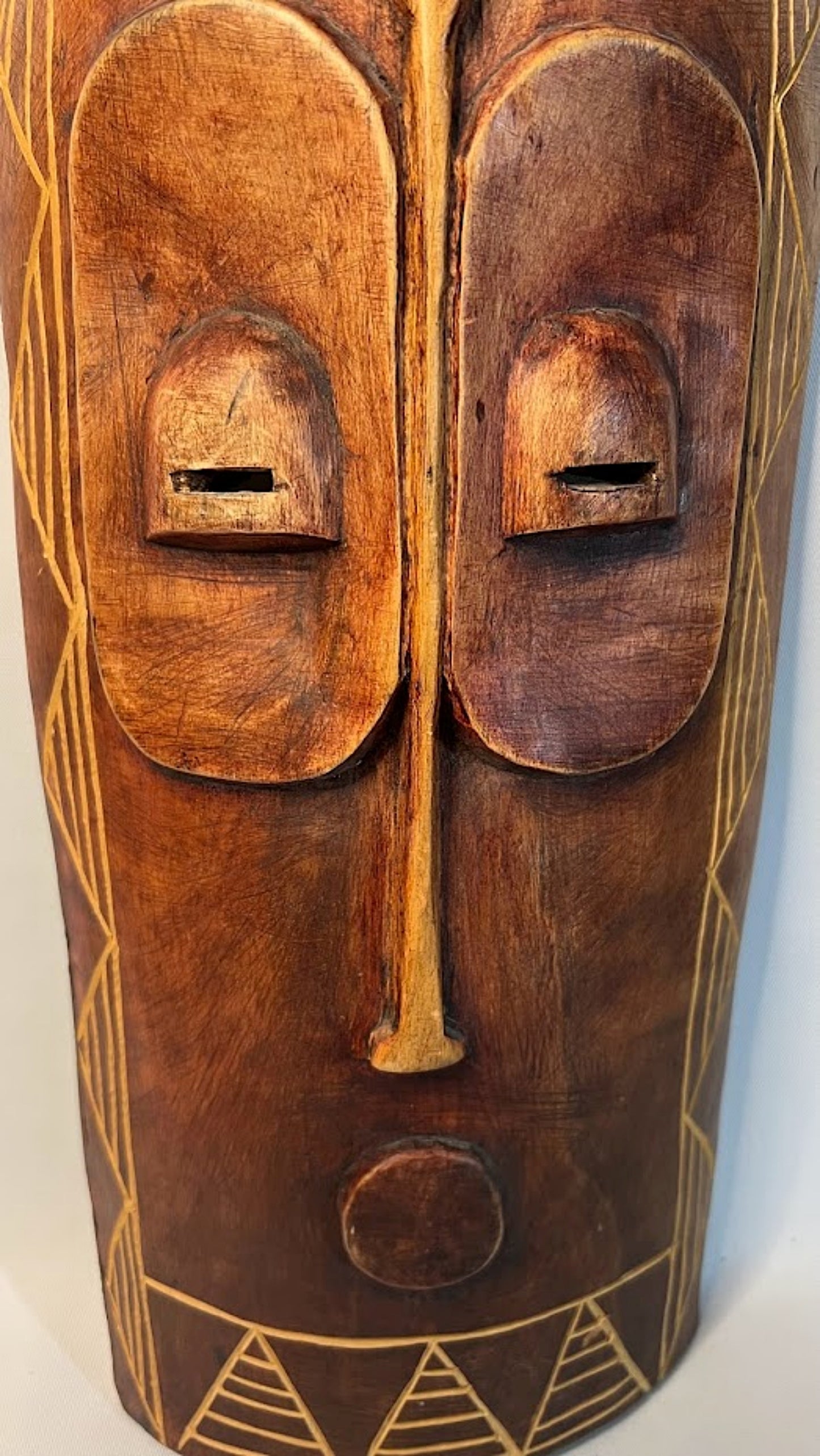 Vintage African Carved Wood Mask 19 Inches Tall