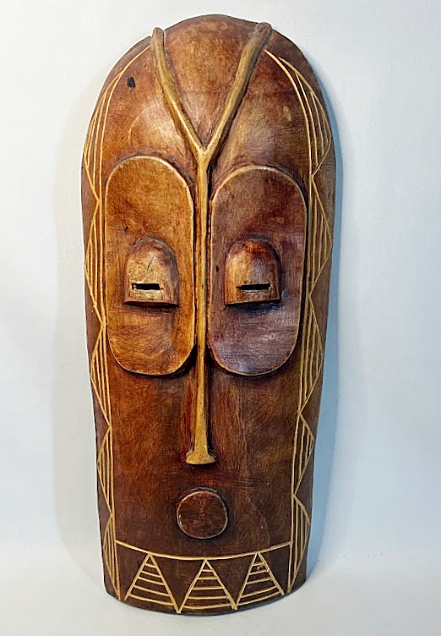 Vintage African Carved Wood Mask 19 Inches Tall
