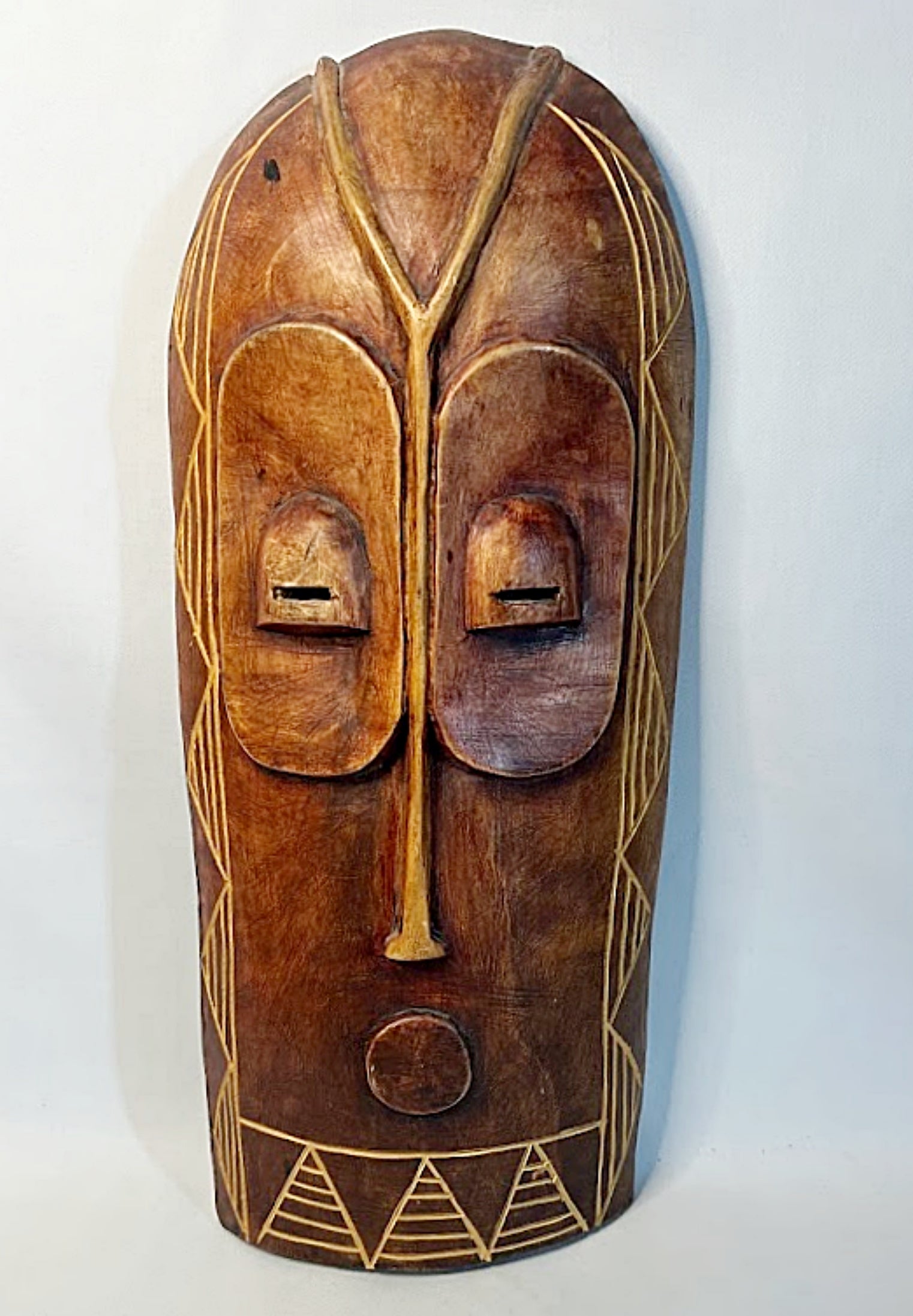 Vintage African Carved Wood Mask 19 Inches Tall
