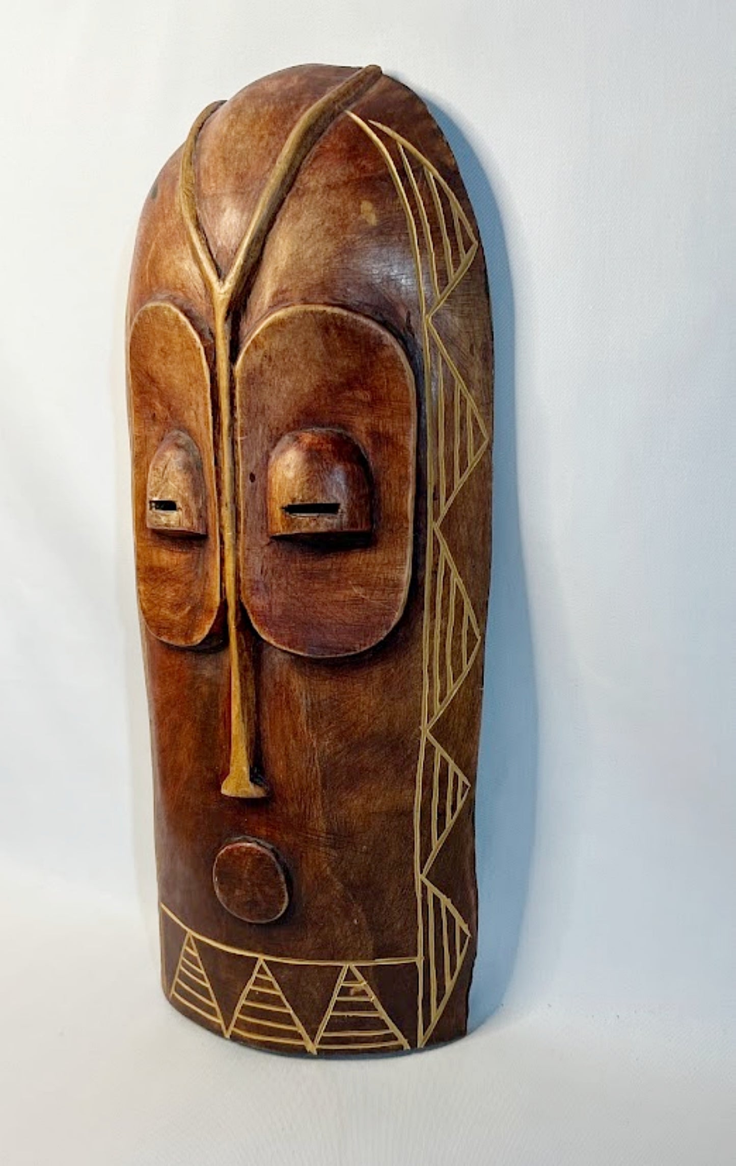 Vintage African Carved Wood Mask 19 Inches Tall