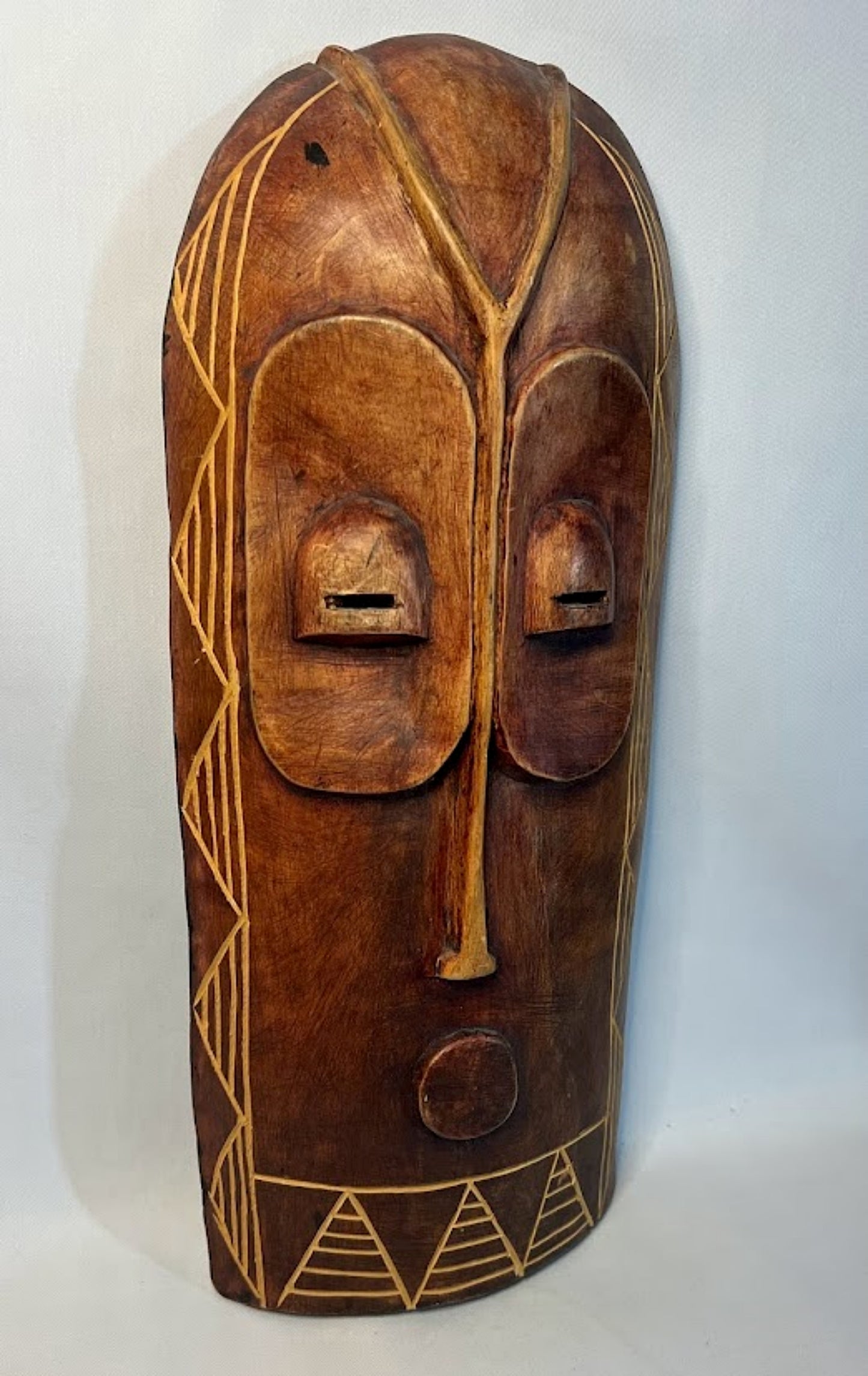 Vintage African Carved Wood Mask 19 Inches Tall