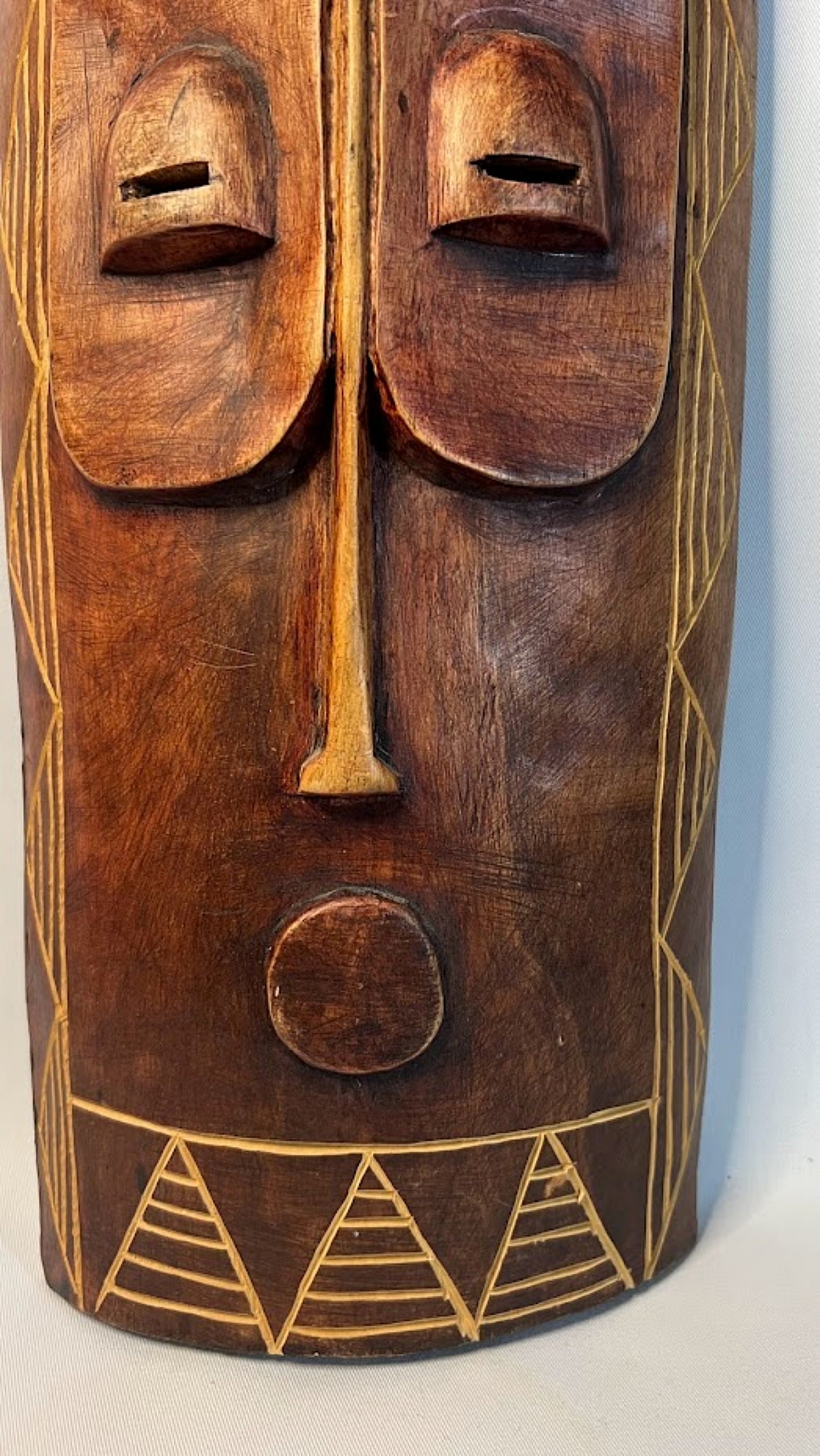 Vintage African Carved Wood Mask 19 Inches Tall