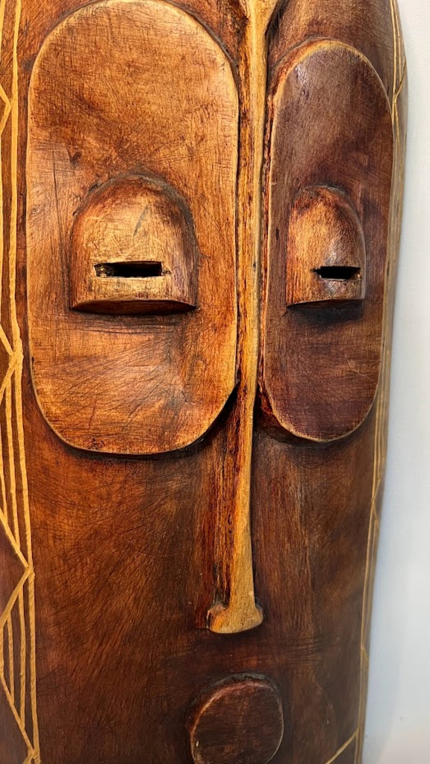 Vintage African Carved Wood Mask 19 Inches Tall