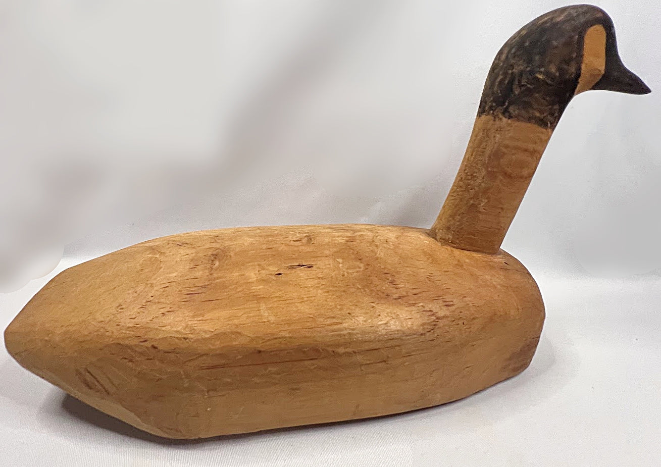 Vintage MAINE FOLK ART Decoys Pair of Primitive Hand Carved Pine Canada Geese