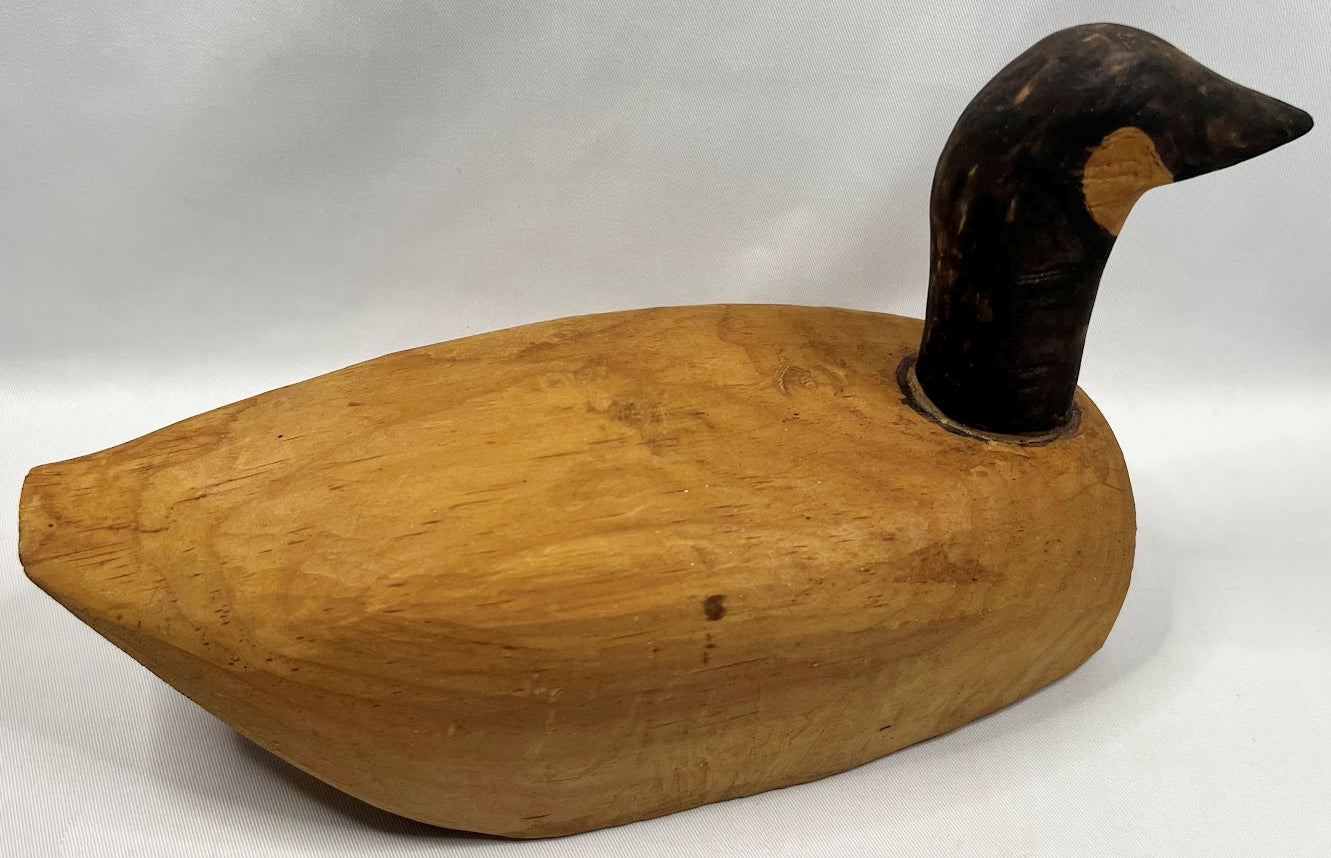 Vintage MAINE FOLK ART Decoys Pair of Primitive Hand Carved Pine Canada Geese