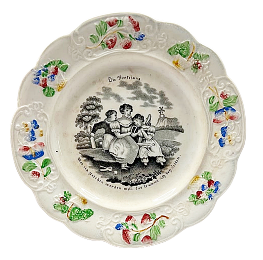 Antique English Pottery Child's Plate Circa 1830 William Smith and Co Mark
