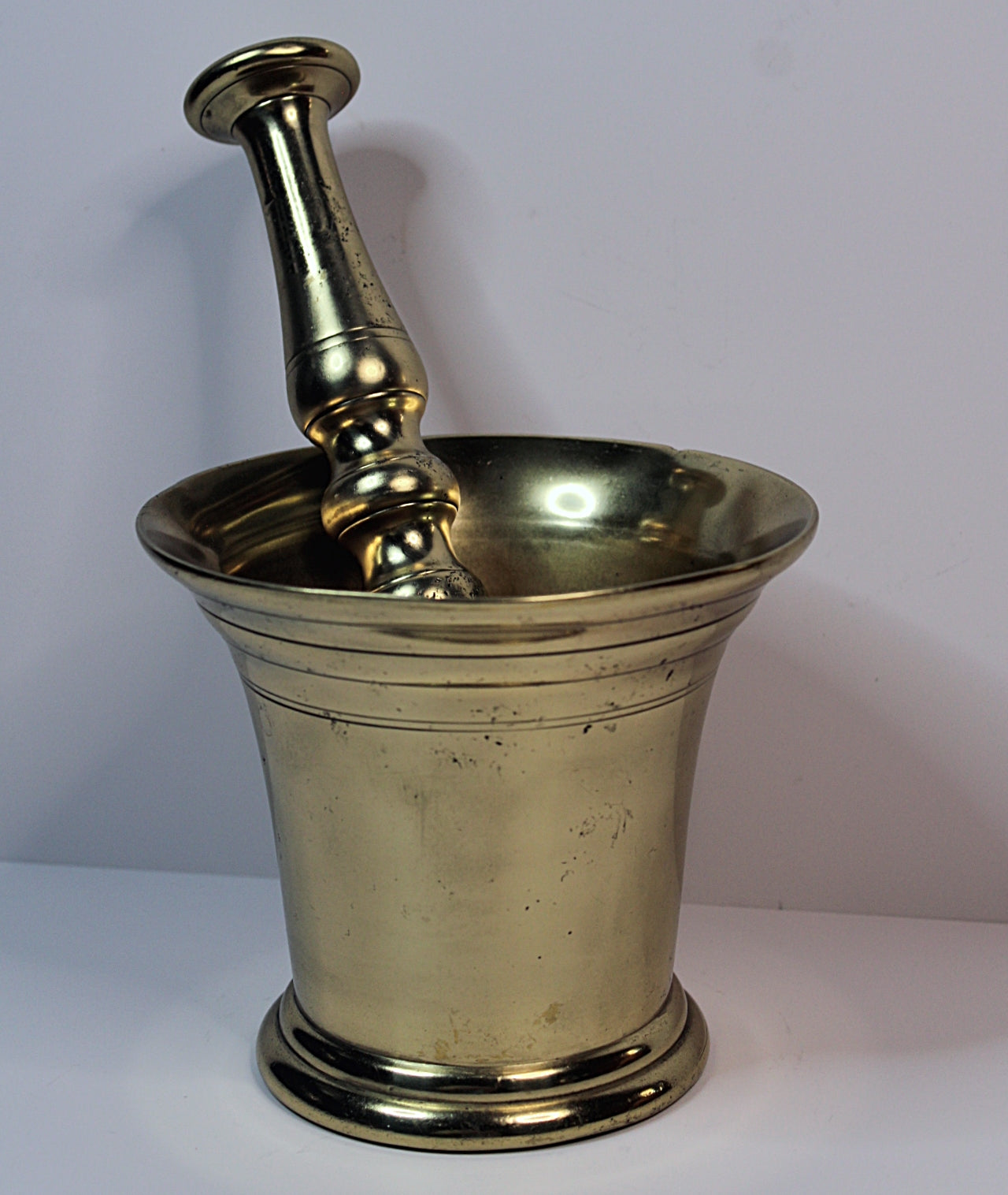 Antique Solid Brass MORTAR AND PESTLE England 1800s