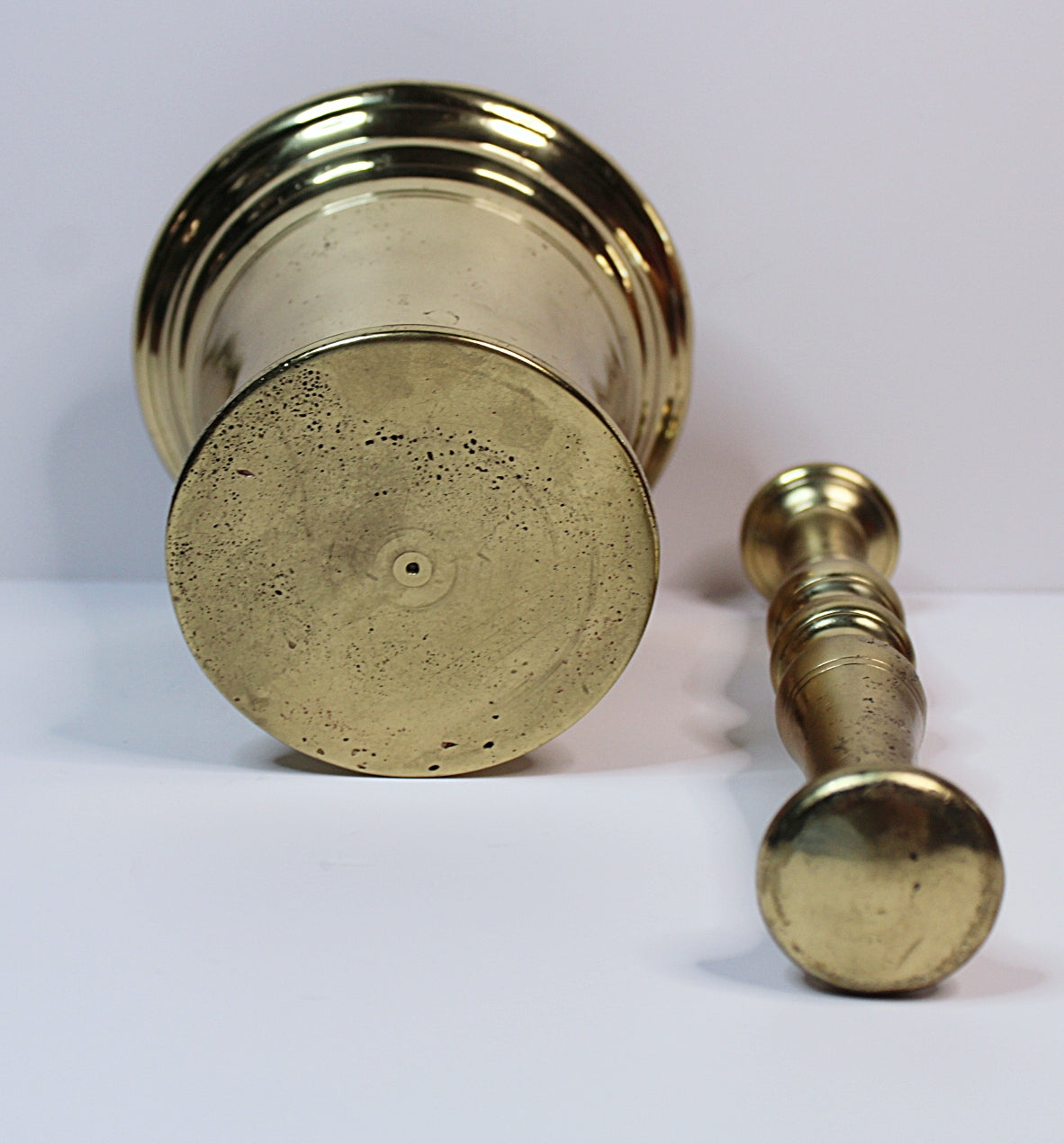 Antique Solid Brass MORTAR AND PESTLE England 1800s