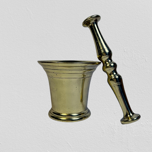 Antique Solid Brass MORTAR AND PESTLE England 1800s