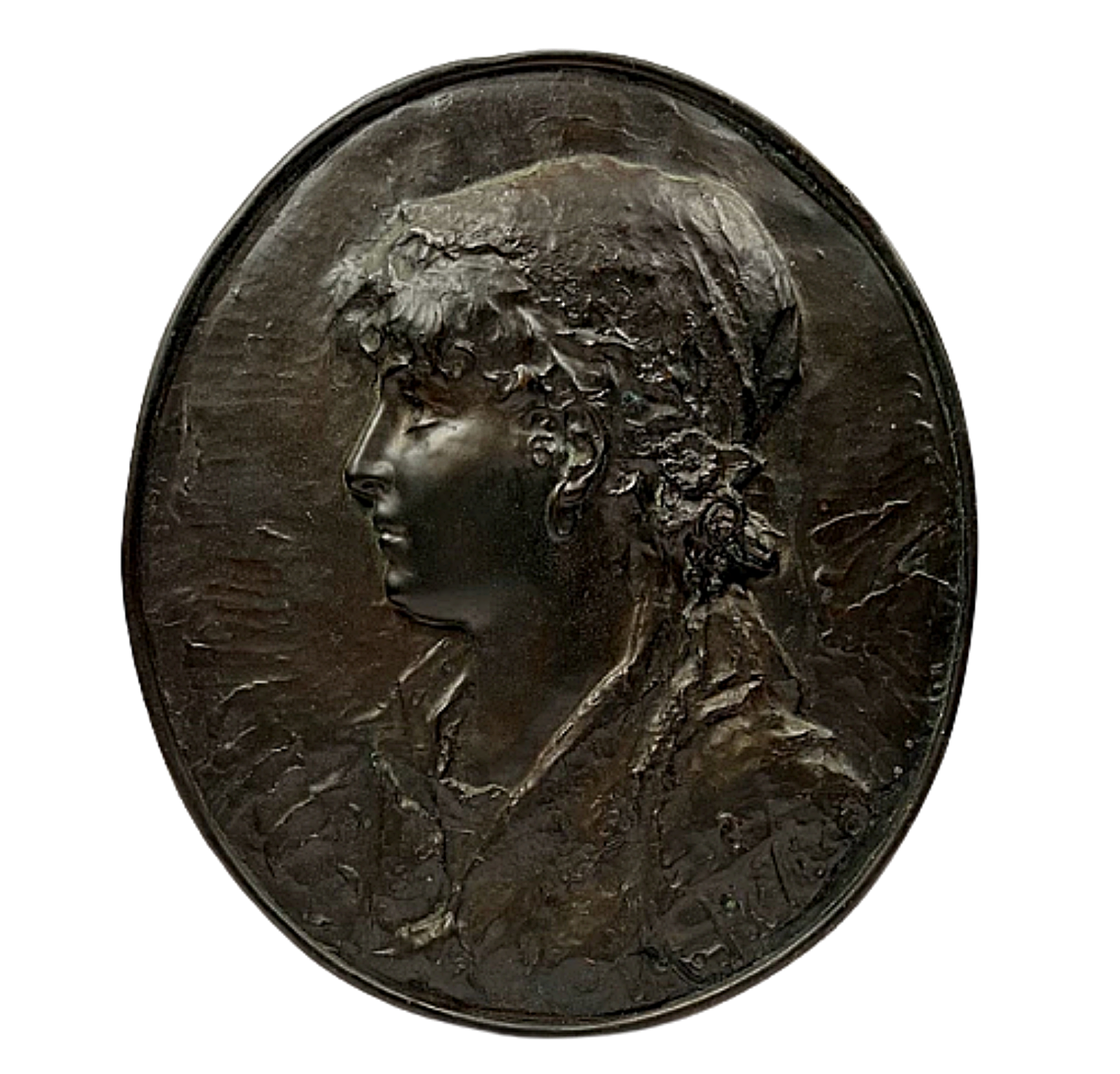 Antique French Bronze 12 Inch Medallion Signed