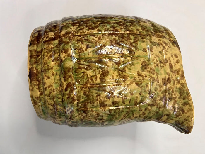 1920s Morton Pottery  Large Yellow Ware Pitcher Sponged Woodland Glaze