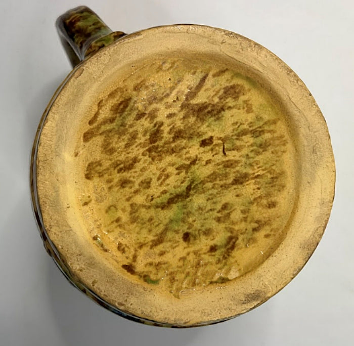 Large YELLOW WARE Pitcher Morton Pottery Sponged Woodland Glaze