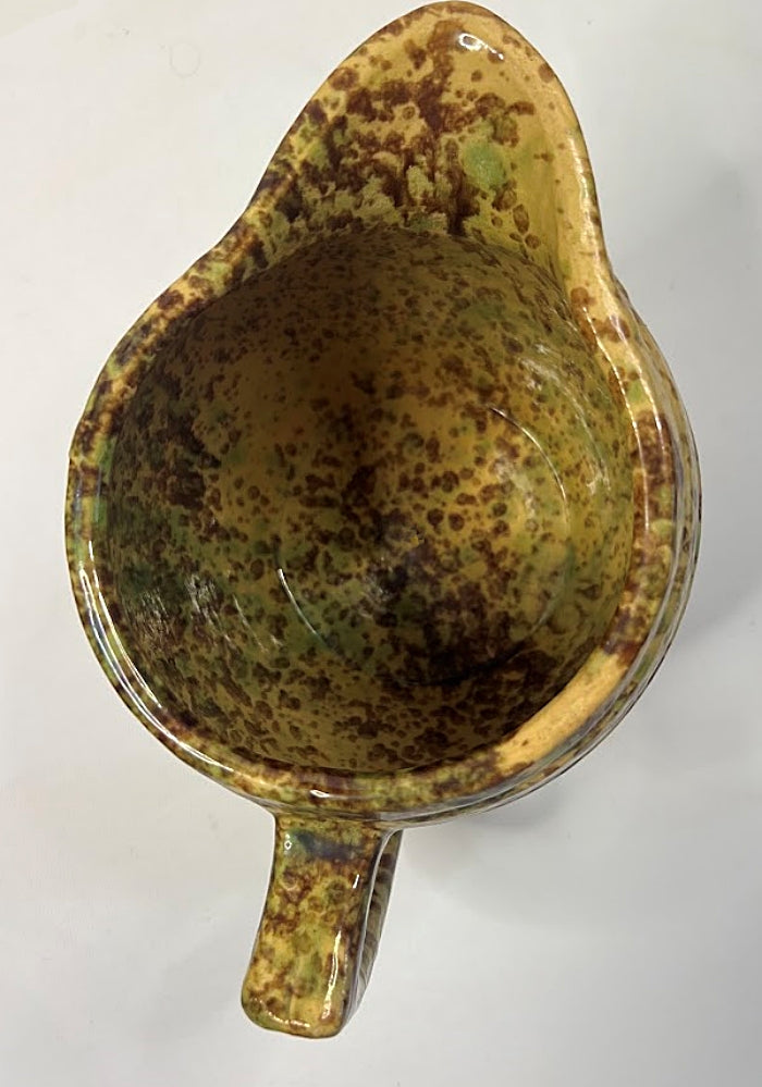 Large YELLOW WARE Pitcher Morton Pottery Sponged Woodland Glaze