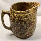 1920s Morton Pottery  Large Yellow Ware Pitcher Sponged Woodland Glaze
