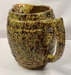 1920s Morton Pottery  Large Yellow Ware Pitcher Sponged Woodland Glaze