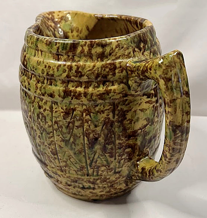 Large YELLOW WARE Pitcher Morton Pottery Sponged Woodland Glaze