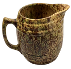 1920s Morton Pottery  Large Yellow Ware Pitcher Sponged Woodland Glaze