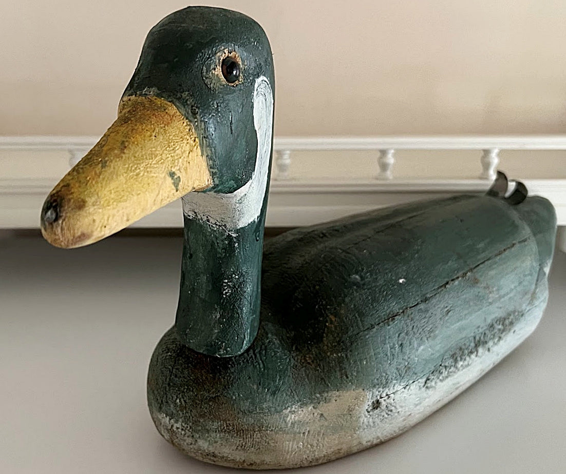 Folk Art Large Wooden Green Goose