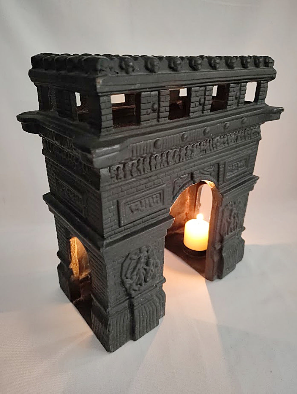 Cast Iron ARC DE TRIOMPHE Model Paris France Monument lit with candles