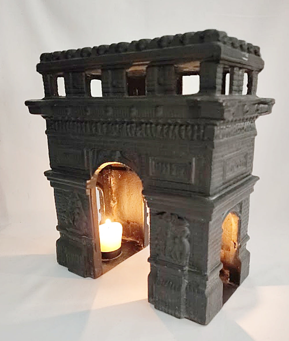 Cast Iron ARC DE TRIOMPHE Model Paris France Monument front candle lit