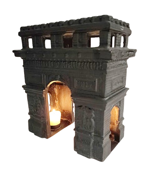 Cast Iron ARC DE TRIOMPHE Model Paris France Monument Glowing lit candles