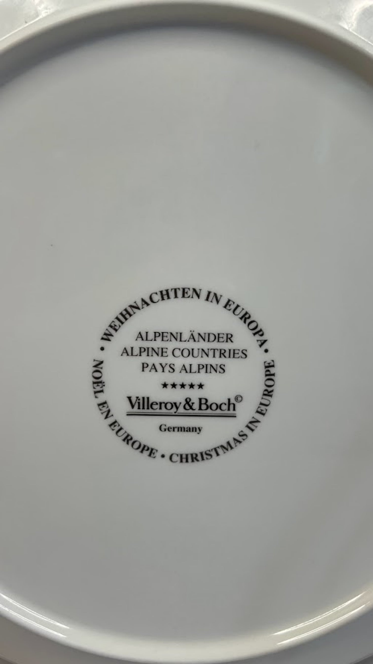 Christmas In Europe Alpine Countries Vintage Villeroy and Boch Plate Cloaeup Makers Mark