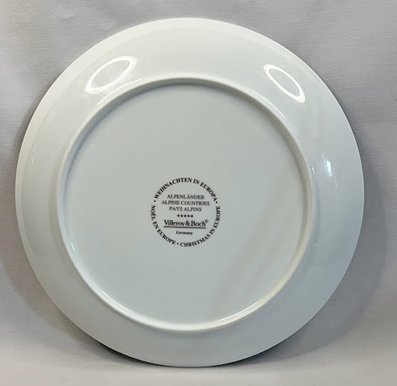 Christmas In Europe Alpine Countries Vintage Villeroy and Boch Plate Full back view with makers mark