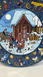 Christmas In Europe Scandinavia Vintage Villeroy and Boch Plate Closeup of center