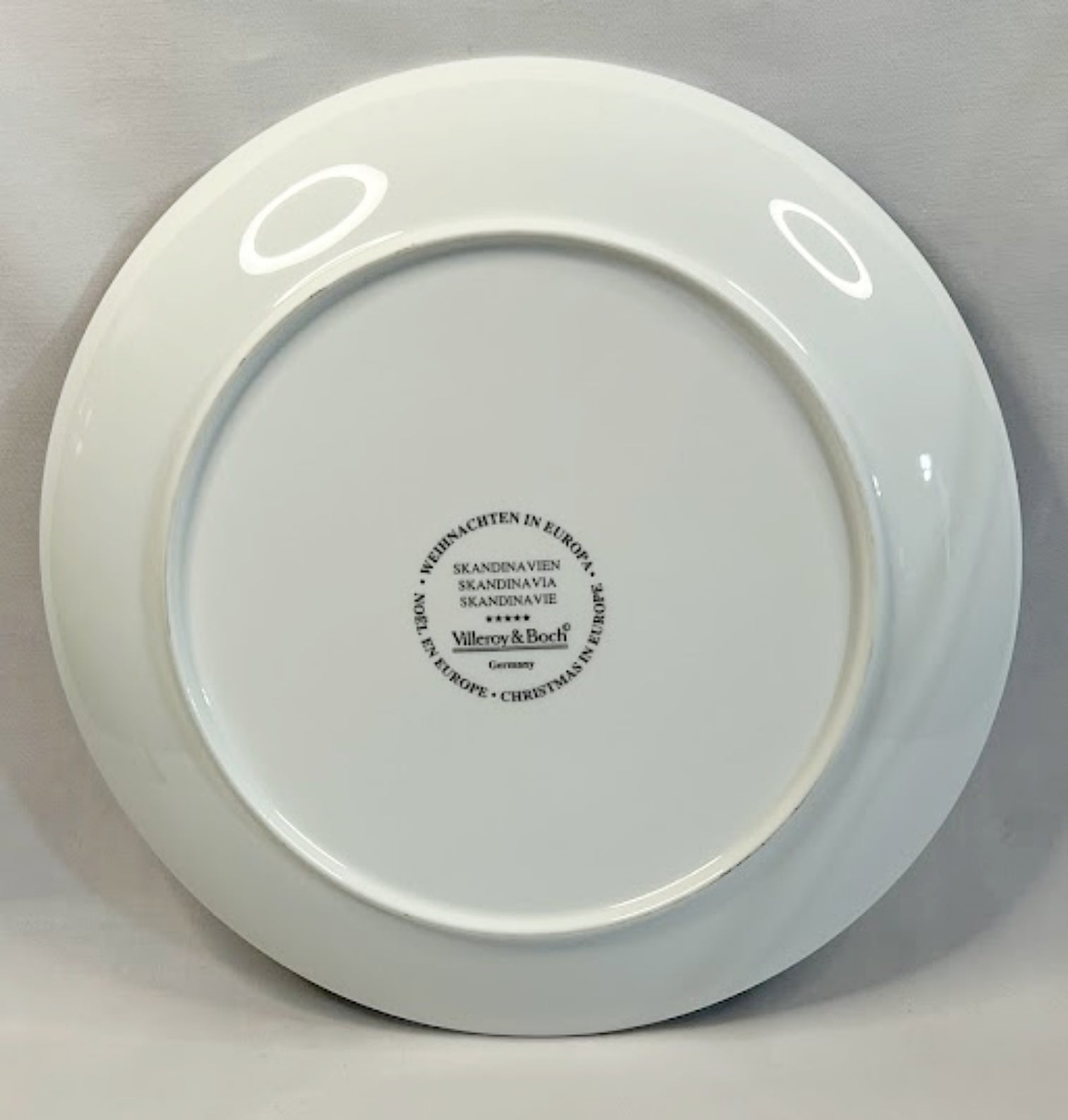 Christmas In Europe Scandinavia Vintage Villeroy and Boch Plate Full Back View with makers mark