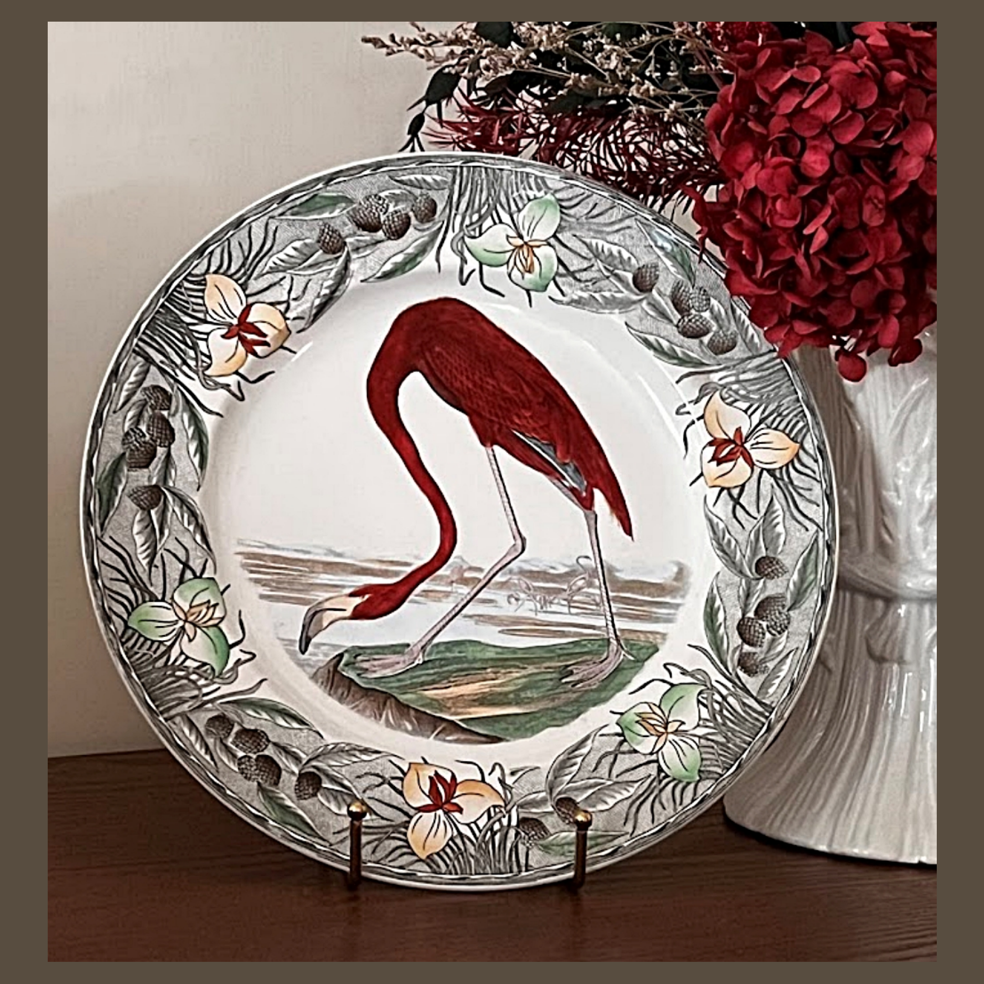Antique Audubon Flamingo Plate 10 Inches
