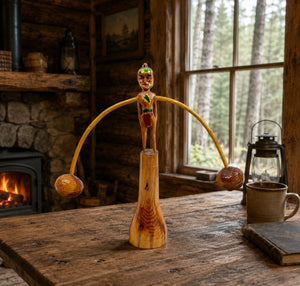 Folk Art Wood Balance Toy of a Native American