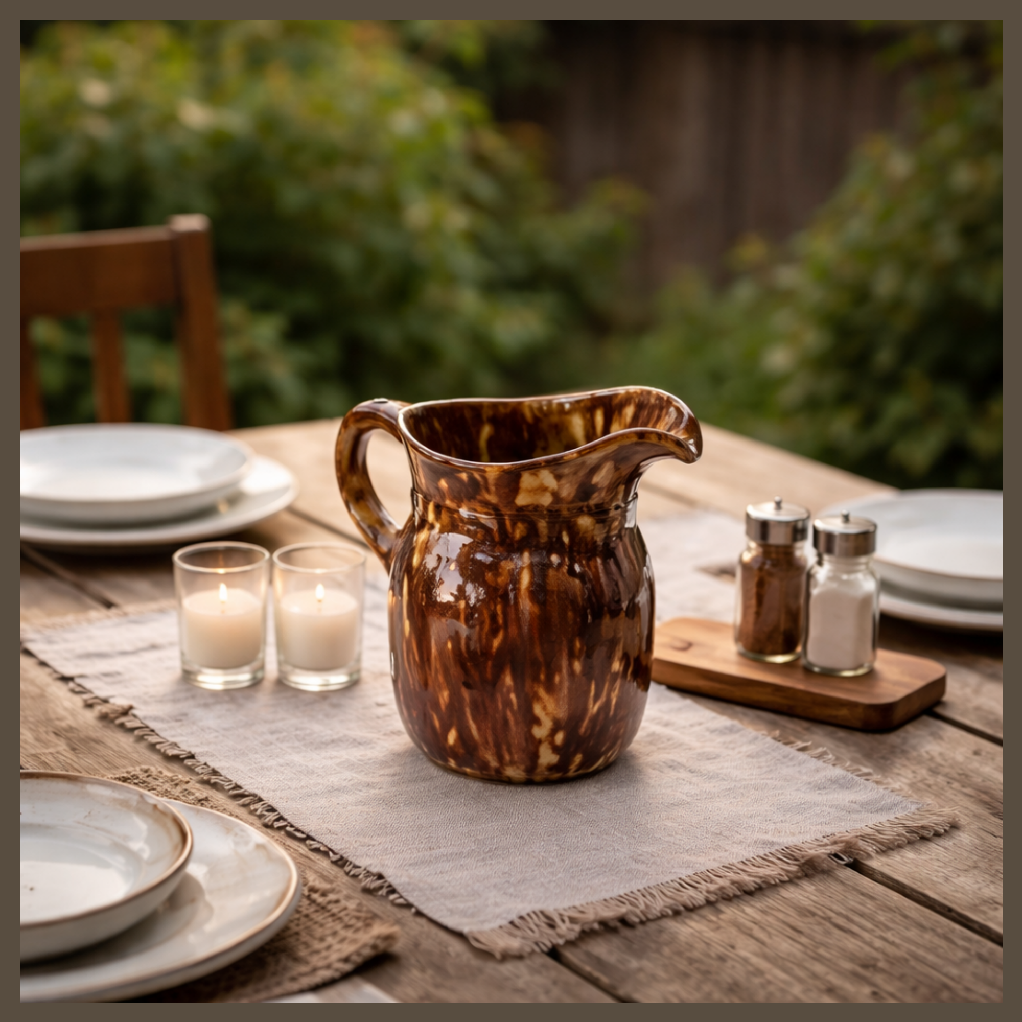 Rockingham Glaze Yellow Ware Antique Pitcher