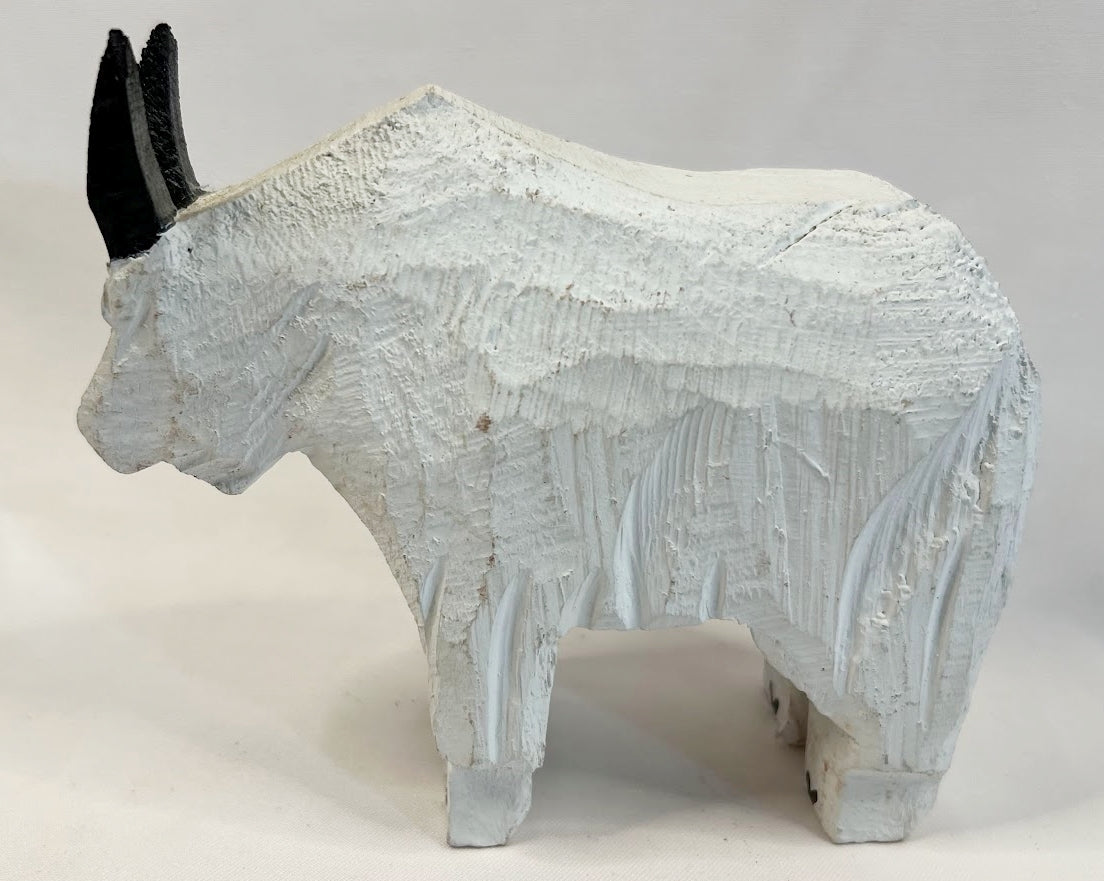 Vintage DENNIS SULLIVAN Chain Saw Carvings Wooden Goat and Sheep 1996