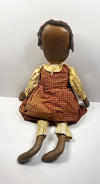 Handmade Girl Folk Art Doll Fabric and Oilcloth